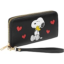 [PEANUTS X HAZZYS]★Pink Leather Snoopy 2-Tier Half Wallet COACH x PEANUTS SNOOPY Leather Zip Wallet Limited Pink